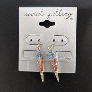 Blue, Orange, and Green Geometric Earrings